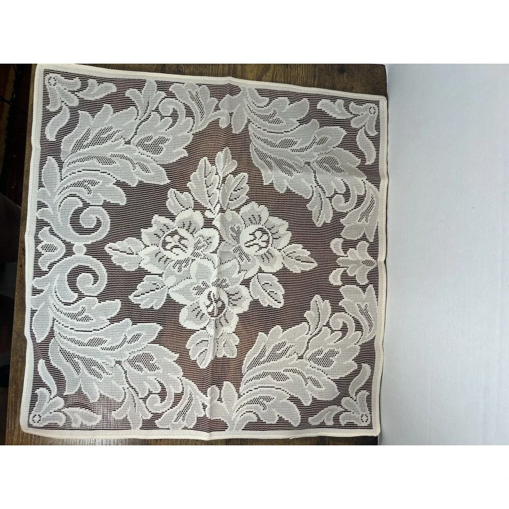 Vintage Lace Napkins Set Floral Burgundy Cranberry Cream USA Lot 4 Table Linens